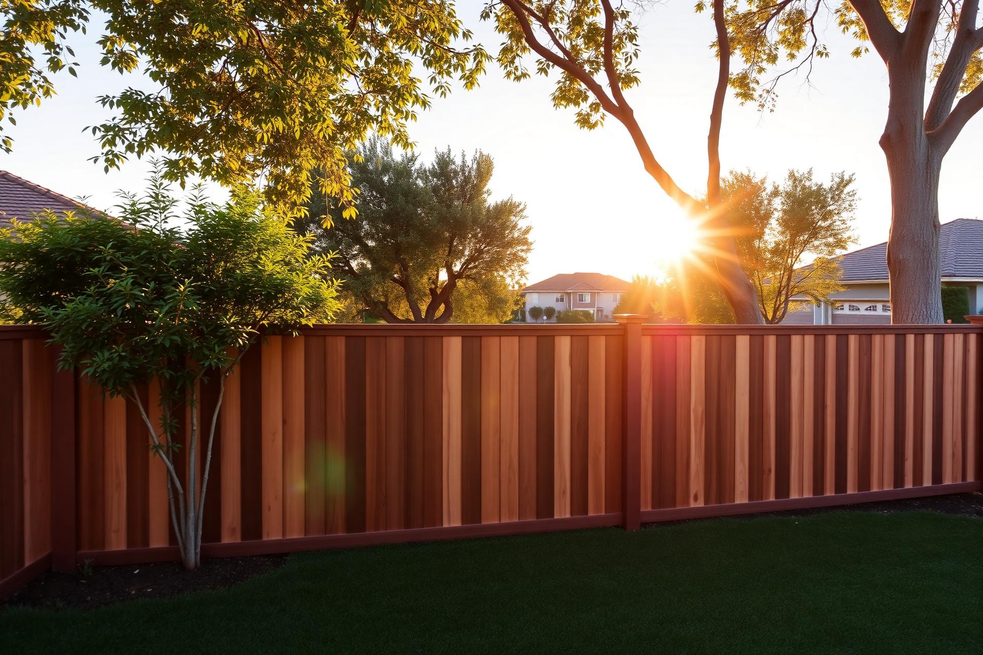 Modern cedar privacy fence installed at a California home
